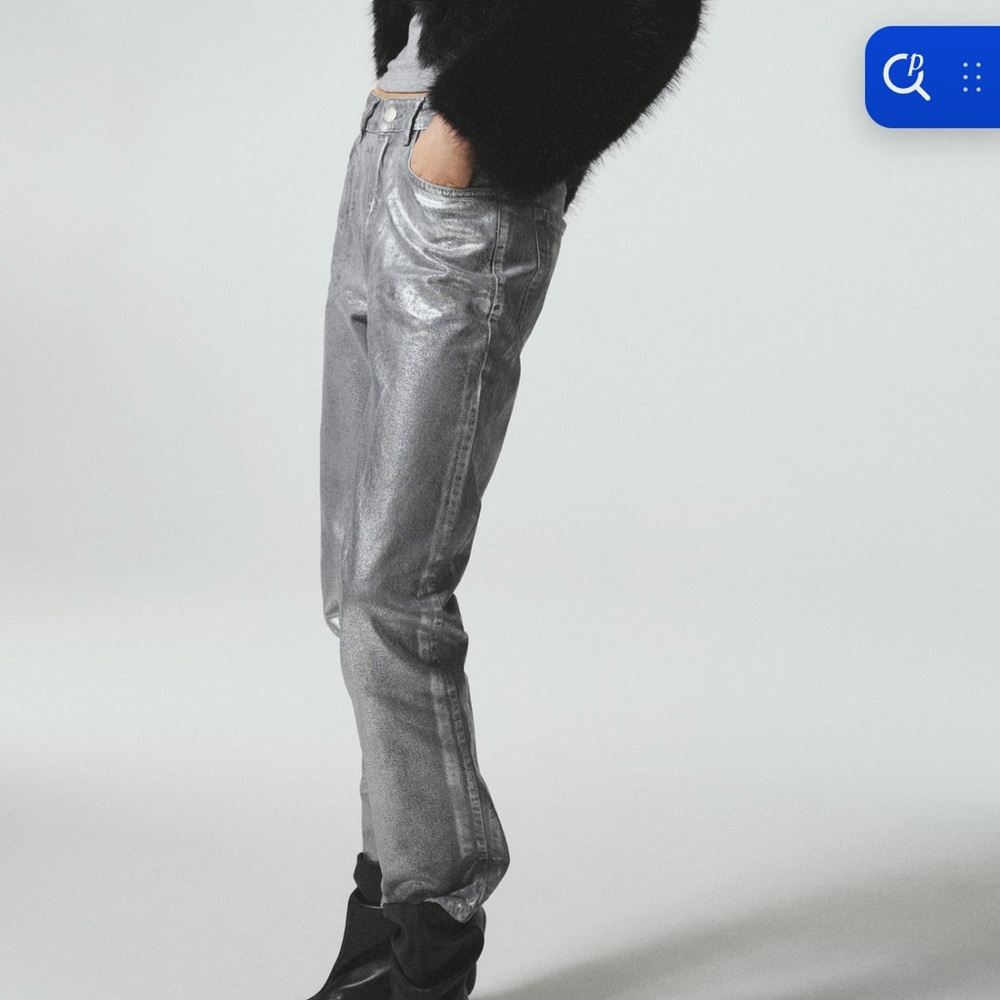 Mango Silver Straight Leg Jeans